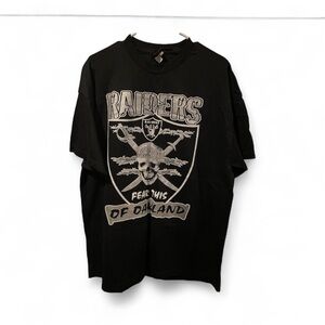 Vintage 90s Las Vegas Raiders Shirt XL Oakland Skull Pirate Logo Cinder Block